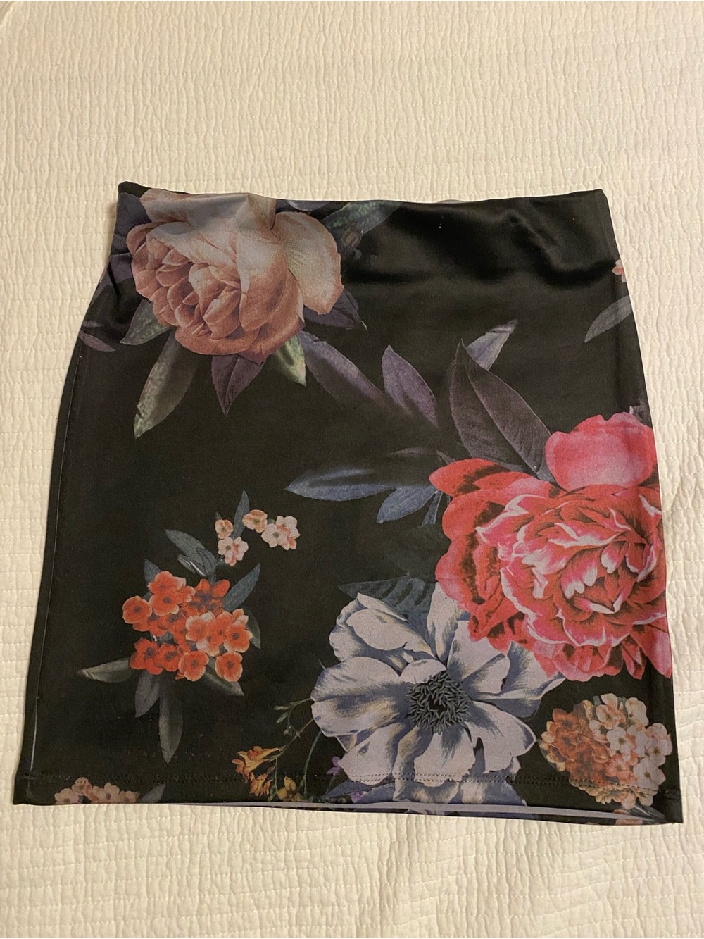 Black Floral Mini Skirt